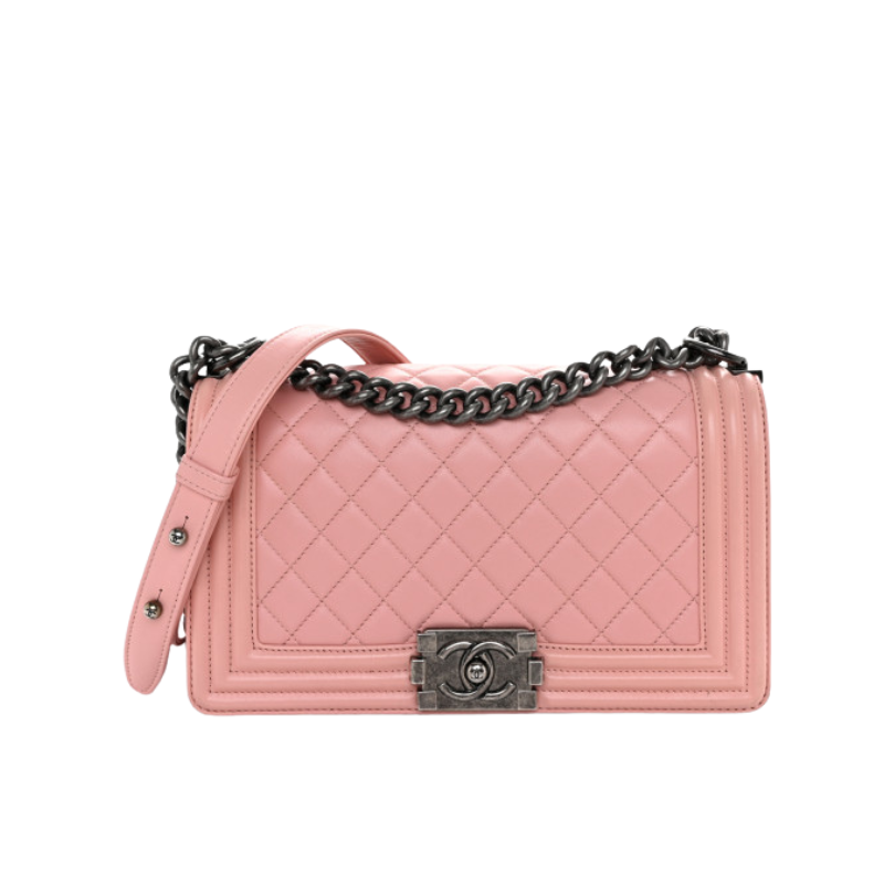 Chanel  Calfskin Quilted Medium Boy Flap  Pink
